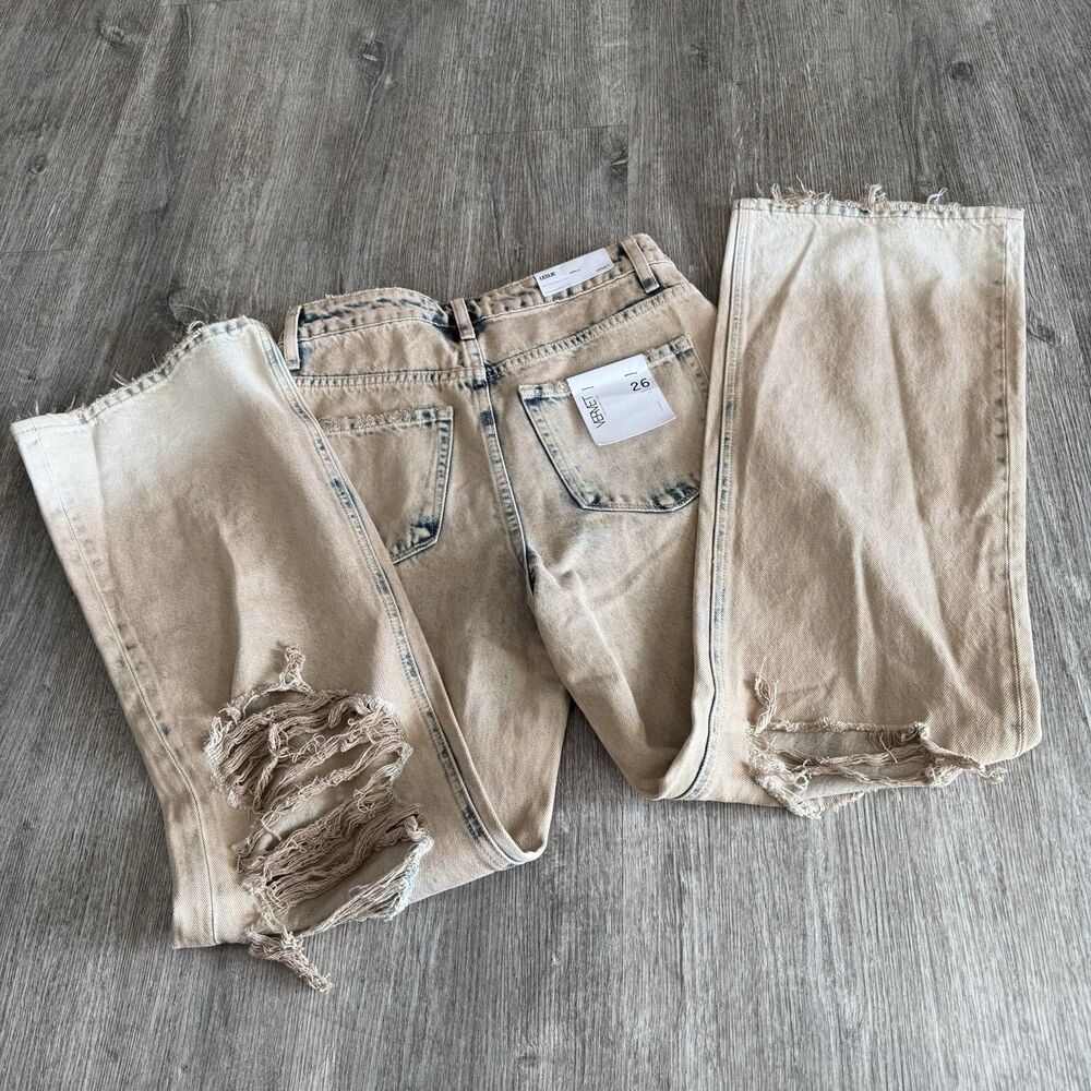 Vervet Size 26 Leslie 90's Vintage Distressed Super High Rise Flare Jeans NWT - Picture 14 of 15
